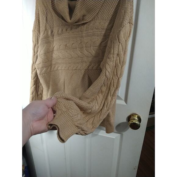 Charter Club Woman XL Sweater Brown Turtleneck Cable Knit Cabin Core - Picture 4 of 8